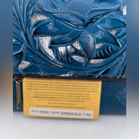 NWT Patricia Nash Vallata Mirage Blue Tooled Leather Crossbody Shoulder Bag​ - Picture 6 of 13